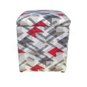 Ver imagem 1 de Puff Decorativo Baú Dani Quadrado Estampado Traçado Vermelho D52 - Black Friday