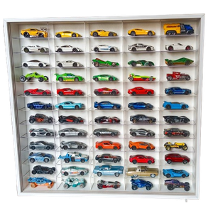 Expositor em Acrílico para 60 Miniaturas Escala 1/64 Mdf Branco com 2 Portas