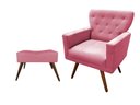 Ver imagem 1 de Kit Poltrona Decorativa Aurora + 1 Puff Retangular Suede Rosa Pés Madeira Ms Decor