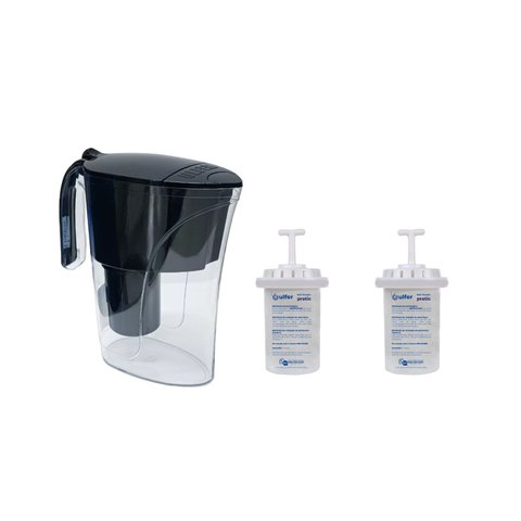 Kit Jarra Purificadora Água Filtro Preta 1,5 Litros Inmetro 2 Vela
