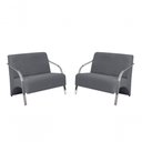 Ver imagem 1 de Kit 2 Poltronas Namoradeira 2 Lugares Alumínio Suede Cinza