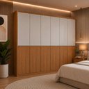 Ver imagem 1 de Guarda-Roupa Casal 100% MDF com 6 Portas e 4 Gavetas 220cm Multimóveis CR35542 Madeirado/Off White/