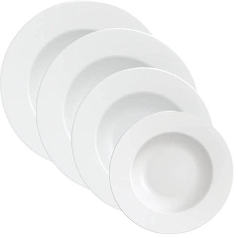 Jogo de 16 Pratos Porcelana Mesa Posta Tramontina Maria Augusta Raso Fundo Sobremesa