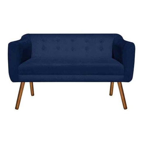 Sofá Retrô Namoradeira Julia 2 Lugares 1,40 Suede Azul Marinho - D'Rossi