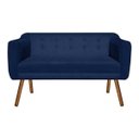 Ver imagem 1 de Sofá Retrô Namoradeira Julia 2 Lugares 1,40 Suede Azul Marinho - D'Rossi