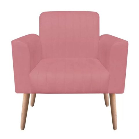 Poltrona Viena Gomada Suede Rose Pés Palito - D'Rossi