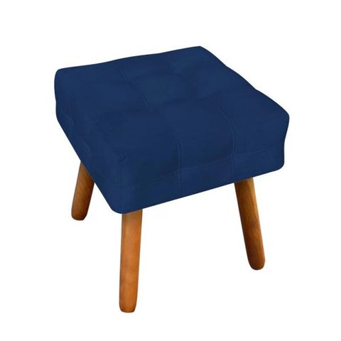 Puff Elisa Suede Azul Marinho Pés Palito