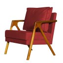 Ver imagem 1 de Poltrona para Recepção Estofada Marilia Base Madeira Maciça Veludo:Vermelho