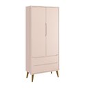 Ver imagem 2 de Dormitório Completo Infantil Theo 2 Portas, Cômoda 6 Gavetas e Berço Rosa Fosco com Pés Amadeirado -