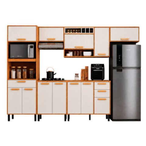 Cozinha Compacta 6 Peças 12 Portas 3 Gavetas com Tampo Itatiaia Napoles