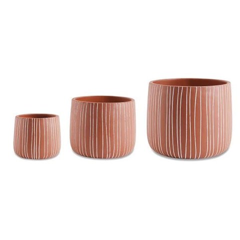 Kit 3x Cachepot Decorativo Terracota em Cimento 10824