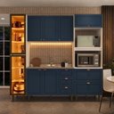 Ver imagem 1 de Cozinha Pérola Completa com Cristaleira LED Yescasa Azul
