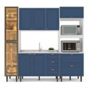Ver imagem 5 de Cozinha Pérola Completa com Cristaleira LED Yescasa Azul