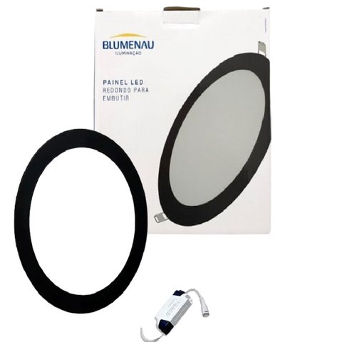 Plafon Redondo Embutir 24W Preto Branco Quente Blumenau