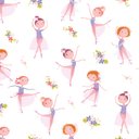 Ver imagem 1 de Papel de Parede Bailarina e Flores Quarto de Menina 57x270cm