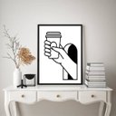 Ver imagem 1 de Quadro Minimalista Copo Café 24x18cm:moldura Branca