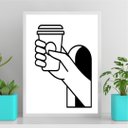Ver imagem 2 de Quadro Minimalista Copo Café 24x18cm:moldura Branca