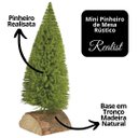 Ver imagem 2 de Mini Pinheiro de Mesa com Base em Tronco de Madeira Rústico 30cm Modelo Premium Realista