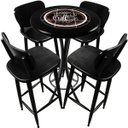 Ver imagem 1 de Cj Mesa Madeira Azulejo 60cm - Bistrô Fixa 98cm + 4 Banquetas 73 - Preta - Coffee