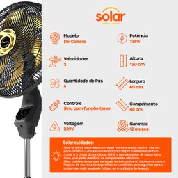 Ventilador de Coluna Mallory Chronos com Controle 40cm - 220v - 3