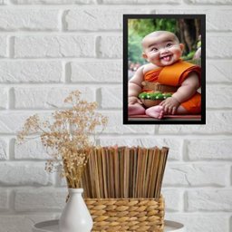 Quadro Decorativo Buda Neném Atrevido 33x24cm:moldura Preta - 1