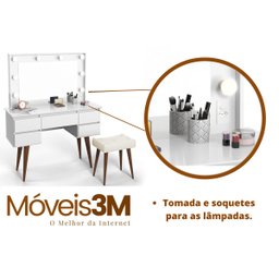 Penteadeira Camarim Retro com Baqueta Strass Branco - 3