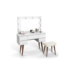 Penteadeira Camarim Retro com Baqueta Strass Branco - 2