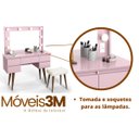 Ver imagem 3 de Penteadeira Camarim Retro com Baqueta Strass Rosa