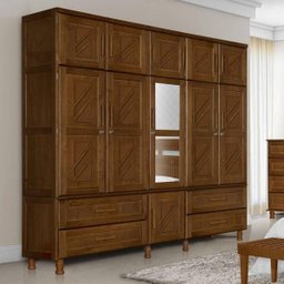 Guarda-Roupa de Casal Madeira Maciça Duplex com Espelho Chicago Atraente Imbuia - 2 Guarda-Roupa de Casal Madeira Maciça Duplex com Espelho Chicago Atraente Imbuia - 2