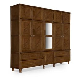 Guarda-Roupa de Casal Madeira Maciça Duplex com Espelho Chicago Atraente Imbuia - 1 Guarda-Roupa de Casal Madeira Maciça Duplex com Espelho Chicago Atraente Imbuia - 1