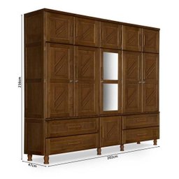 Guarda-Roupa de Casal Madeira Maciça Duplex com Espelho Chicago Atraente Imbuia - 4 Guarda-Roupa de Casal Madeira Maciça Duplex com Espelho Chicago Atraente Imbuia - 4