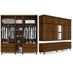 Guarda-Roupa de Casal Madeira Maciça Duplex com Espelho Chicago Atraente Imbuia - 3 Guarda-Roupa de Casal Madeira Maciça Duplex com Espelho Chicago Atraente Imbuia - 3