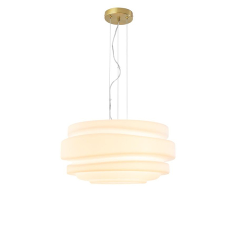 Pendente Cake Acrilico Opalino e Metal Dourado D45xa22cm 3xe27 Bella
