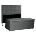 Ver imagem 1 de Kit Cabeceira e Calçadeira Baú Casal 1,40m Berlim Suede - Pallazio Cor Cinza