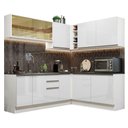 Ver imagem 3 de Armário de Cozinha Completa de Canto 100% MDF 389cm Frentes Branco Brilho Acordes Madesa 02