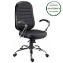 Ver imagem 2 de Cadeira Presidente Costurada Baixa Base e Braços Cromados (Torcido) - Cor Preto - 30104