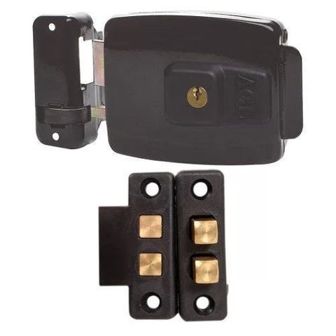 Fechadura Elétrica Agl LR 100 Com Botão 12V Abertura Interna + Contato Deslizante