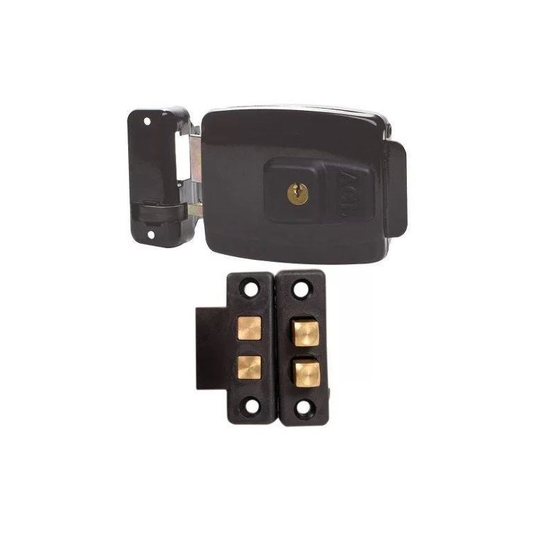 Fechadura Elétrica Agl LR 100 Com Botão 12V Abertura Interna + Contato Deslizante