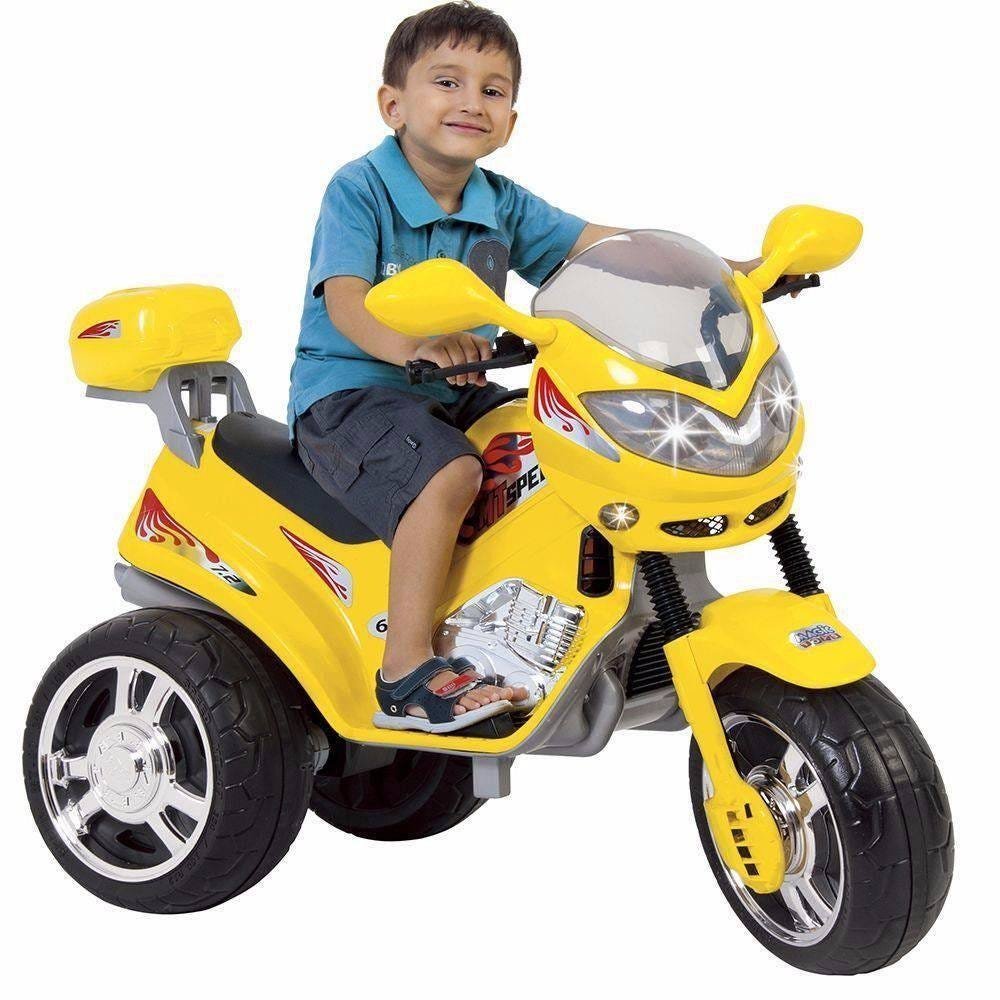 Motinha Elétrica Infantil Amarela Mini Moto Crianças Com Som Luz