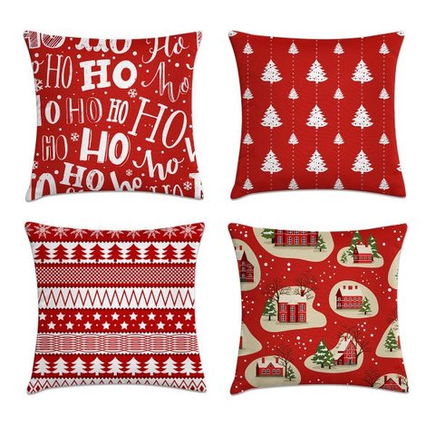 Kit 4 capas de almofadas geométrica preto e rosa