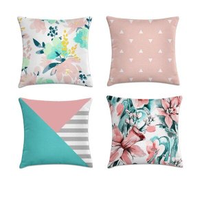 kit 4 capas de almofadas geométrica coral