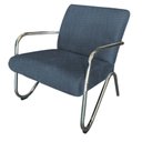 Ver imagem 2 de Kit 2 Poltronas Decorativa Bela Linho Azul Marinho Braço Cromado