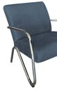 Ver imagem 3 de Kit 2 Poltronas Decorativa Bela Linho Azul Marinho Braço Cromado