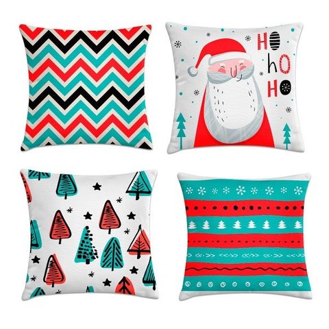 kit 4 capas almofadas natal decorativo 40x40
