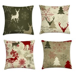 Kit 4 capas de almofadas renas natal 40x40 - 1