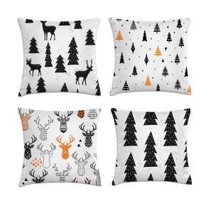 kit 4 capas almofadas natal renas e pinhos 40x40