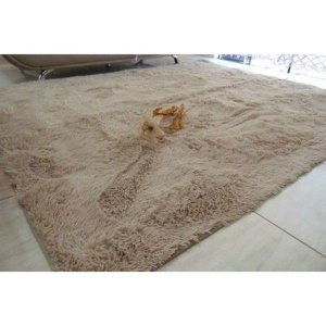 Tapetes de Sala 2,00x2,40 Bege Liso Peludo Luxo Felpudo 40Mm
