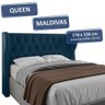 Cabeceira Cama Queen 174 cm Maldivas Veludo Azul Com Frame Italian Flex - 3