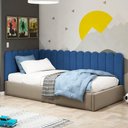 Ver imagem 7 de Painel Cabeceira Cama Box Solteiro Lana 90cm Suede Azul - Abmaza