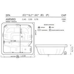 Spa Quadrado Amparo COMPLETO com hidro 2,40x2,00x0,78 Gel Coat 220v - Brasil Banheiras - 2